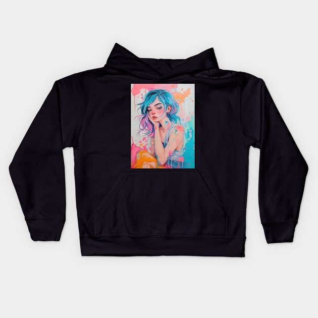 Dreamer In Pastels Kids Hoodie by TooplesArt